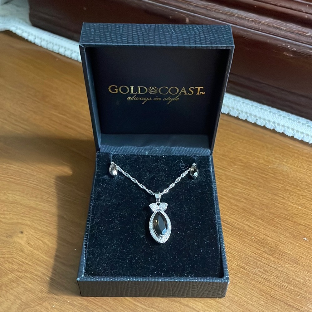 Smoky Topaz earrings and necklace set